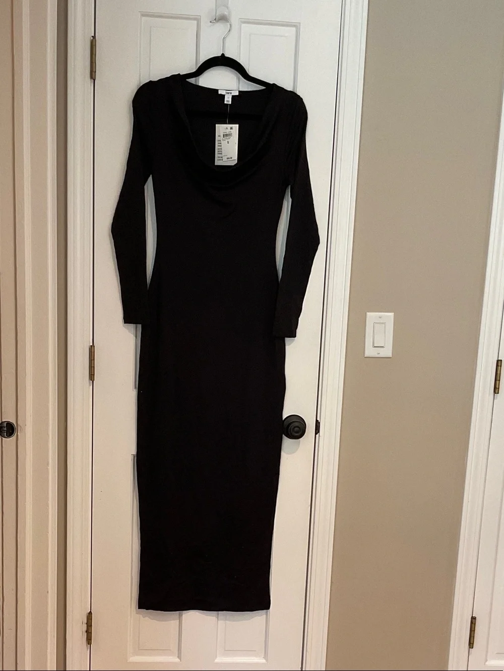 Bar III | Dresses | Bar Iii Black Longsleeve Cowl Neck Midi Dress | Poshmark